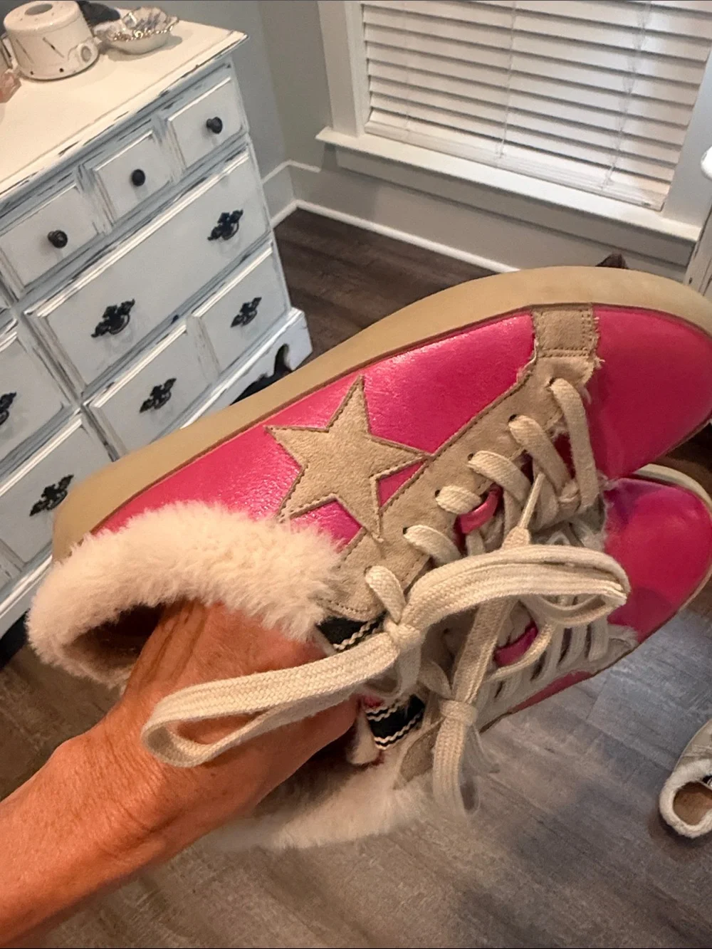 Pink Faux-Fur Lined Sneakers